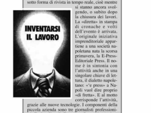 L'inizio dell'avventura E-Press raccontata dal Corriere della Sera nel supplemento Corriere Lavoro, febbraio 1995